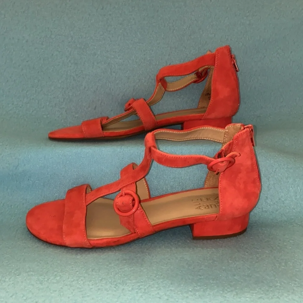 NATURALIZER Mabel suede strappy sandals adjustable zip back rust NEW size 8.5W